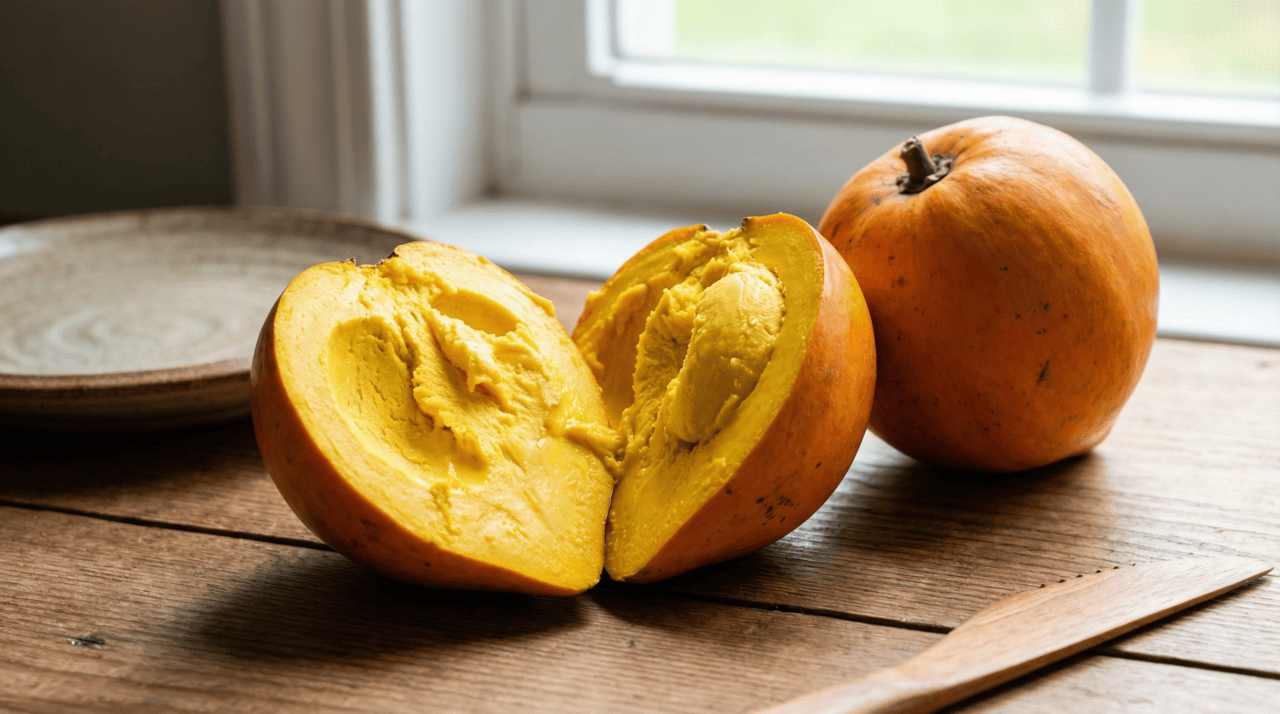 O canistel se destaca como uma joia da natureza por sua textura densa e aveludada que lembra muito a consistência de uma gema de ovo cozida