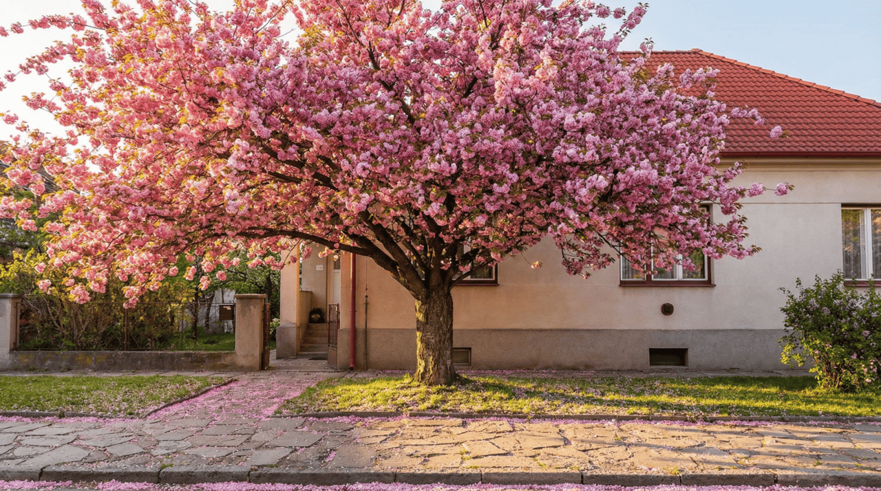 A presença de uma Prunus serrulata em um projeto de jardinagem residencial traz uma sofisticação inigualável