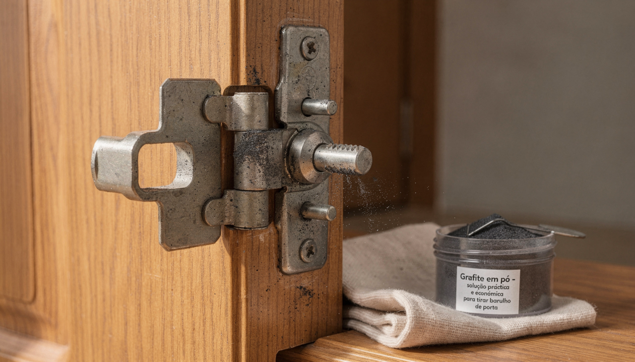 Para resolver o problema, você pode utilizar grafite em pó ou até mesmo um sabonete seco diretamente nas ferragens