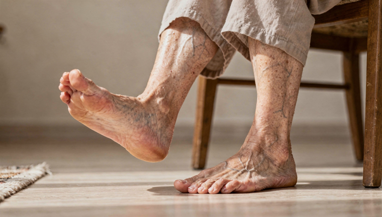 Um dos movimentos mais simples e eficazes é a elevação alternada dos pés enquanto está sentado