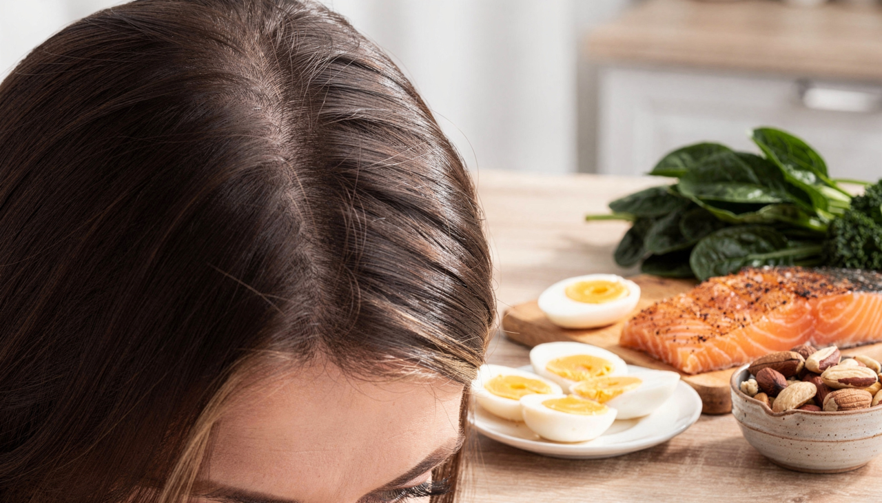 O quadro de queda de cabelo por falta de vitaminas ocorre quando carências nutricionais interferem diretamente no folículo piloso