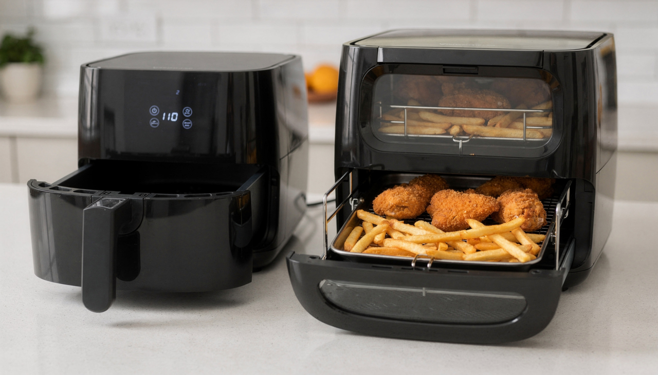 A principal vantagem apontada por quem escolhe uma air fryer com janela de vidro é o controle visual do alimento durante todo o preparo