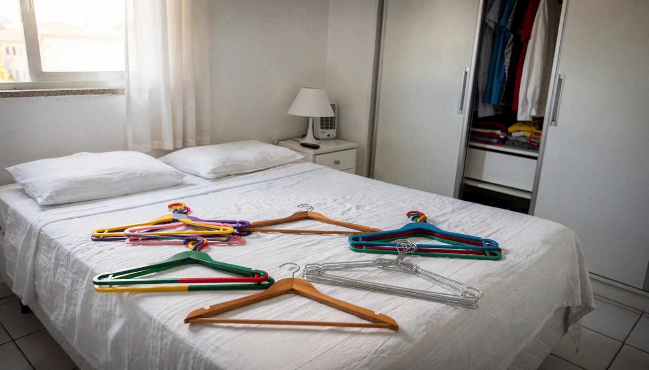 Quando os cabides estão inteiros, sem partes quebradas ou ferrugem, a alternativa mais direta costuma ser a redistribuição