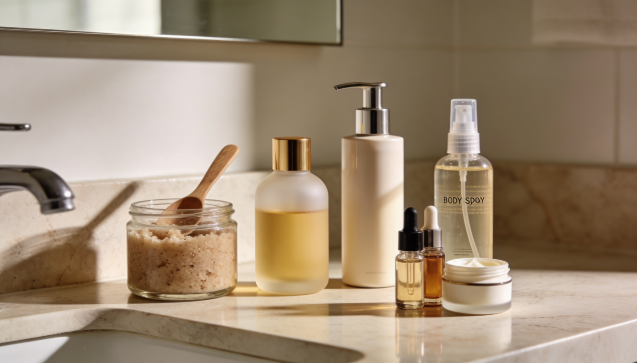 O conceito de banho premium define um momento de autocuidado dividido em três blocos