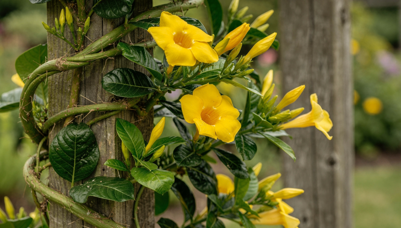 A alamanda é uma planta que se desenvolve melhor em locais com bastante incidência solar