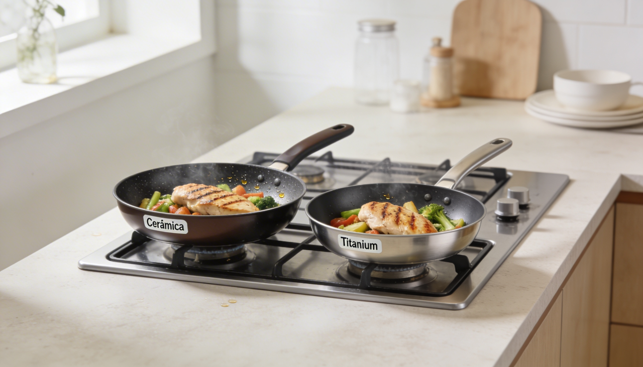 A panela de titanium se destaca pela alta resistência