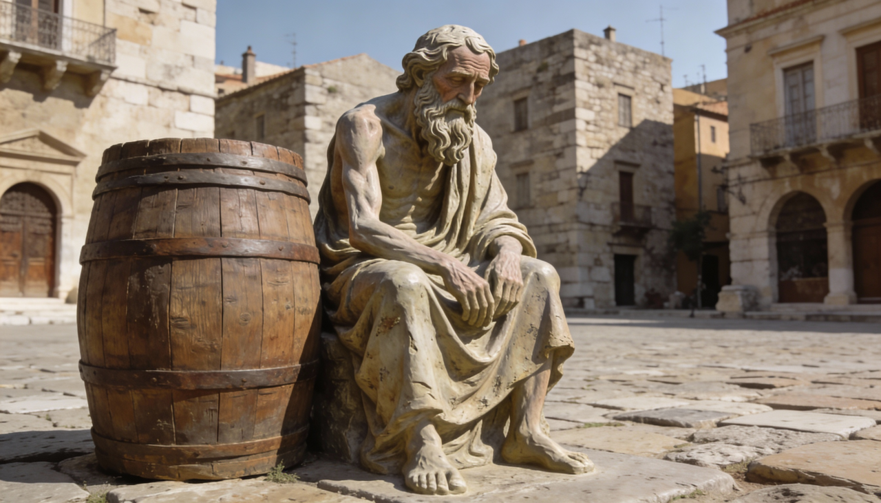 Grande filósofo Diógenes o cínico: "Onde quer que eu vá carrego o meu lar comigo"