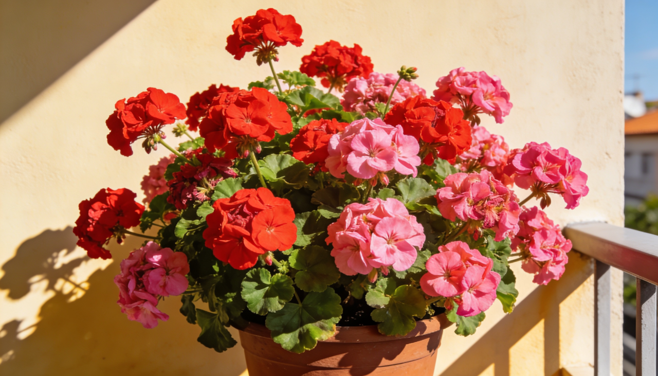 O gerânio se adapta surpreendentemente bem a vasos de tamanhos variados