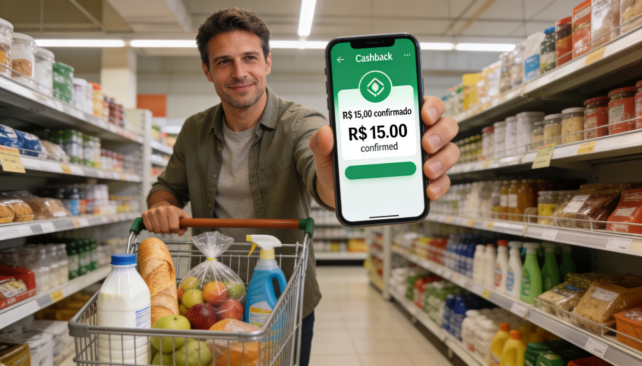 Receber dinheiro de volta em compras recorrentes, como mercado e farmácia, cria uma reserva financeira