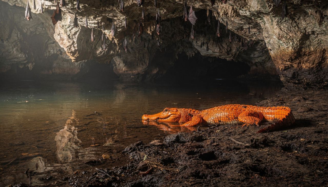 A característica mais chocante destes crocodilos mutantes é, sem dúvida, a coloração laranja brilhante de suas escamas