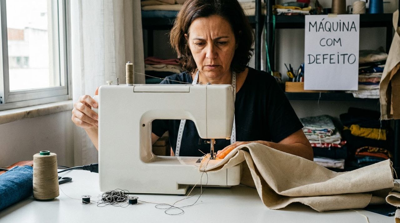 O travamento do tecido costuma ocorrer quando há um acúmulo excessivo de resíduos de fibras ou quando a tensão da linha está completamente desregulada em sua base