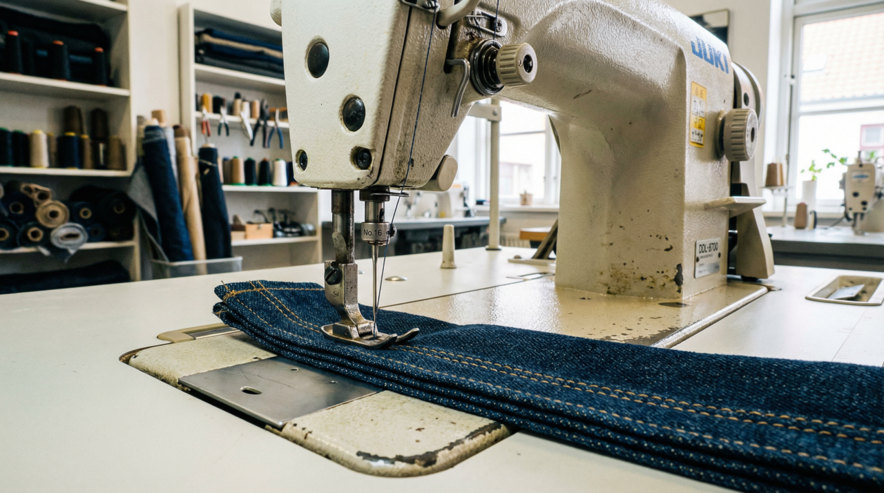 Trabalhar com tecidos de alta densidade requer o uso constante da agulha número dezesseis