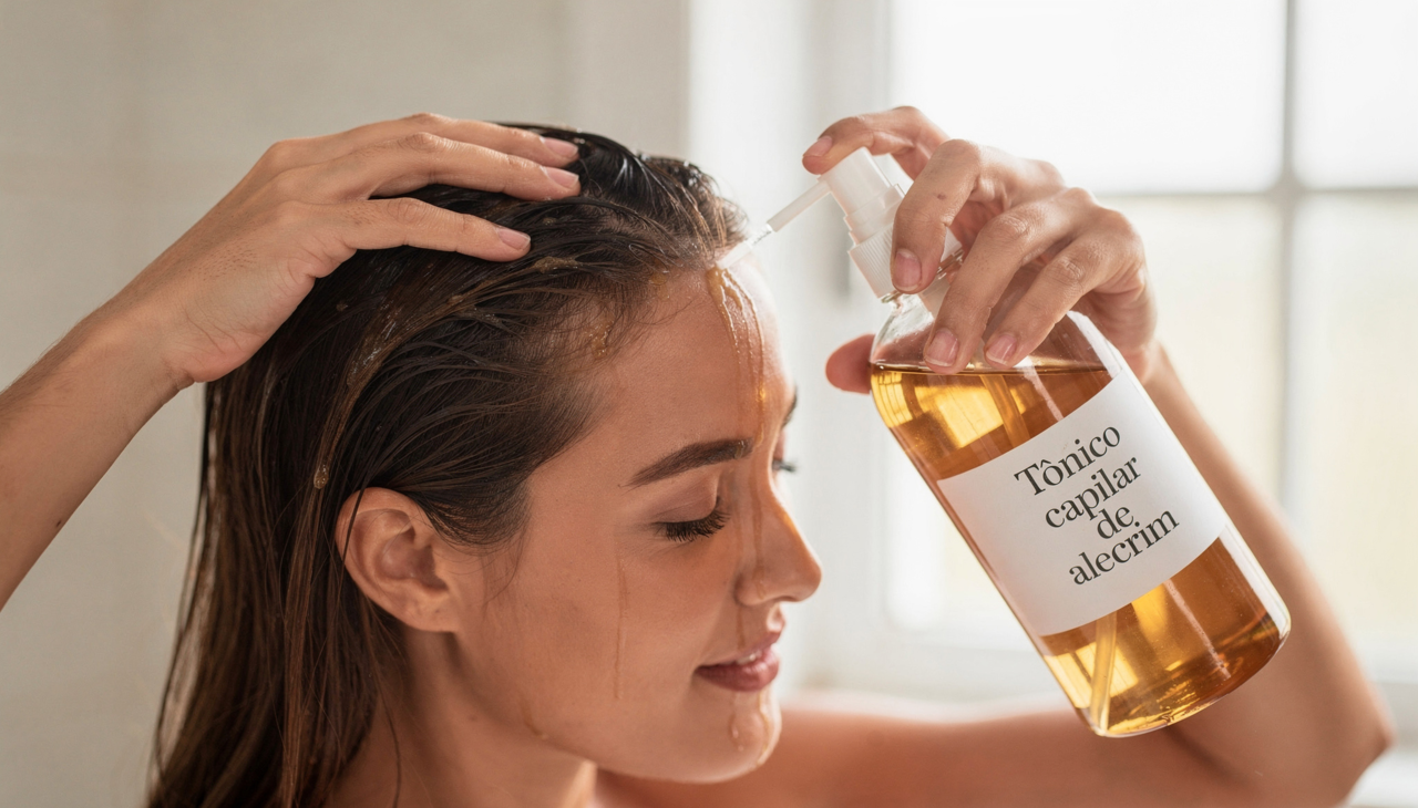 O alecrim, em forma de chá aplicado diretamente no couro cabeludo