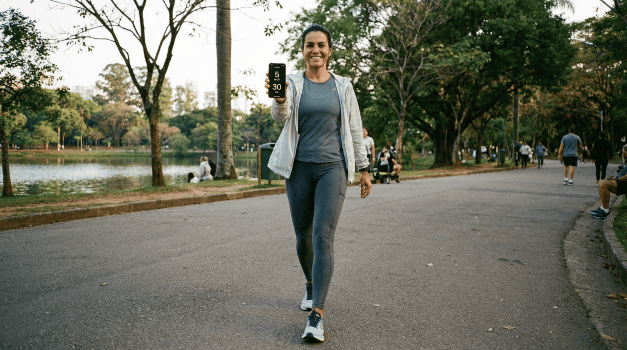 Para que a caminhada seja verdadeiramente benéfica, você deve manter o exercício por pelo menos 30 minutos seguidos sem interrupções