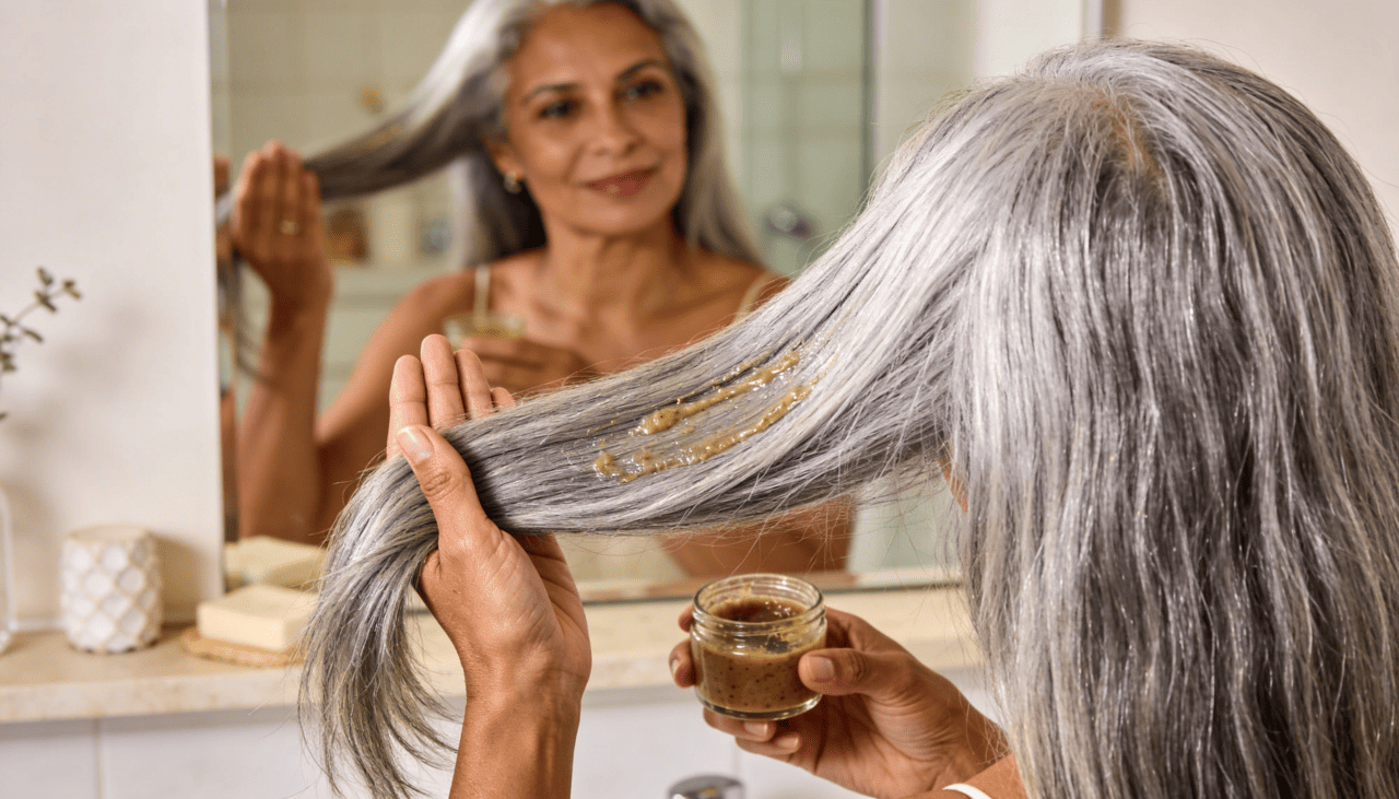 O vinagre apresenta propriedades particulares que beneficiam significativamente cabelos grisalhos