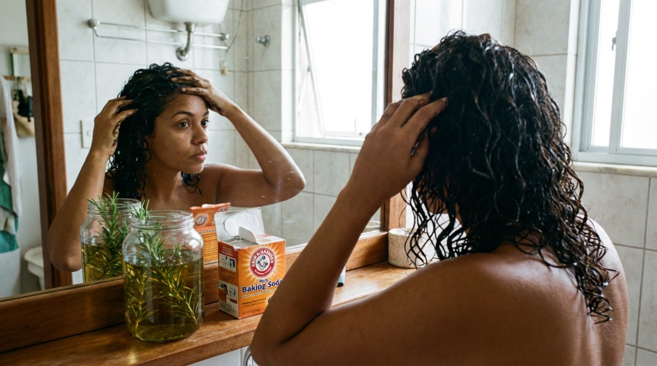 O chamado tratamento com bicarbonato de sódio e alecrim para os cabelos é uma preparação caseira feita com água