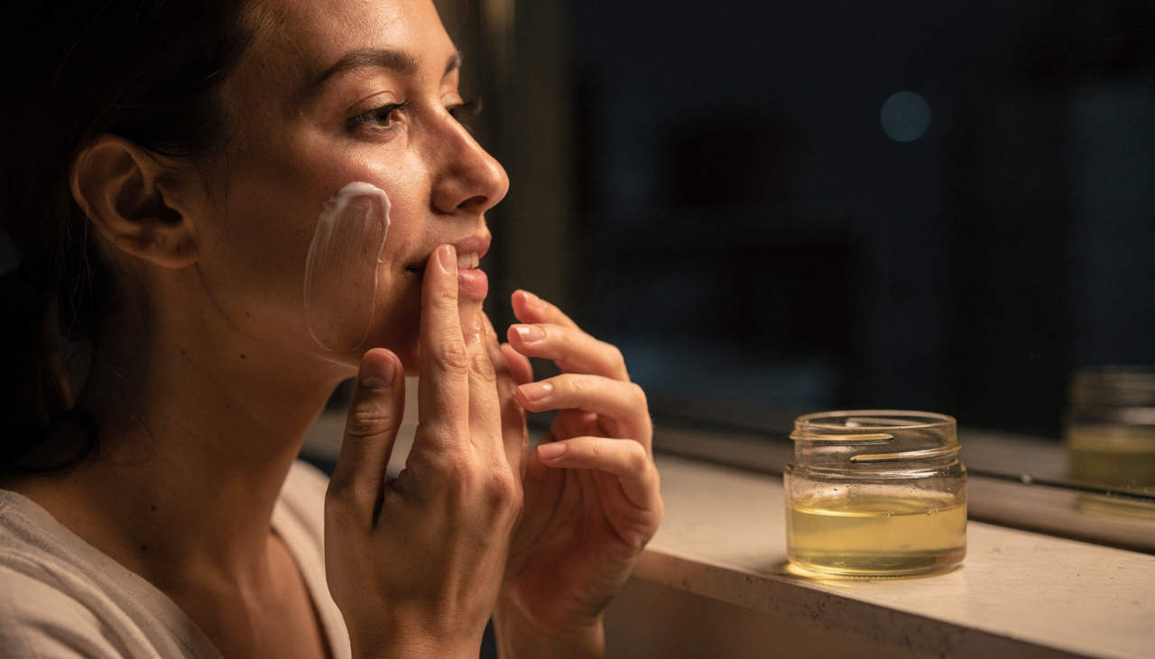 O creme antienvelhecimento caseiro com vaselina pura e óleo de bebê é uma mistura simples