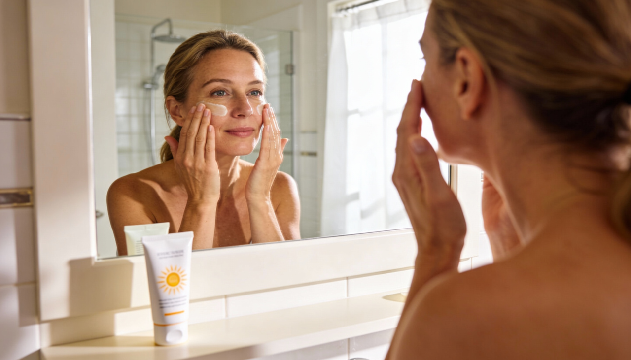 O protetor solar físico, também chamado de filtro mineral, age como uma barreira sobre a pele