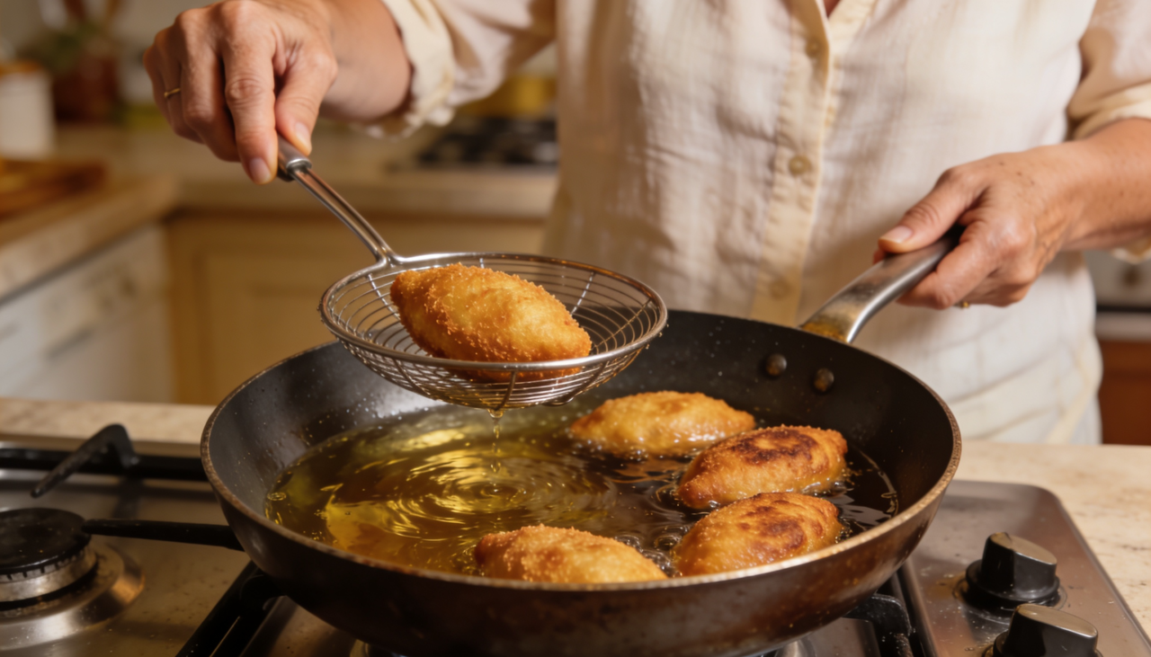 Risole perfeito começa na panela funda.