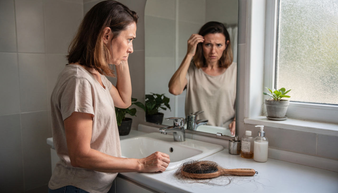 O quadro de queda de cabelo por falta de vitaminas ocorre quando carências nutricionais interferem diretamente no folículo piloso
