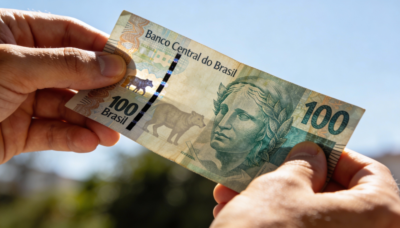 observar a transparência do papel ajuda a notar o fio de segurança que atravessa verticalmente as notas de maior valor