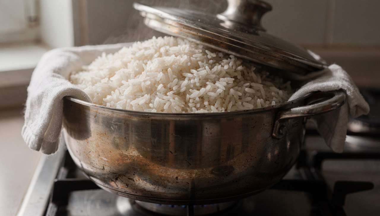 O culpado principal é o amido presente naturalmente nos grãos de arroz