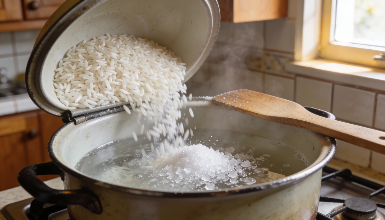 O momento perfeito é depois que água já está fervendo vigorosamente