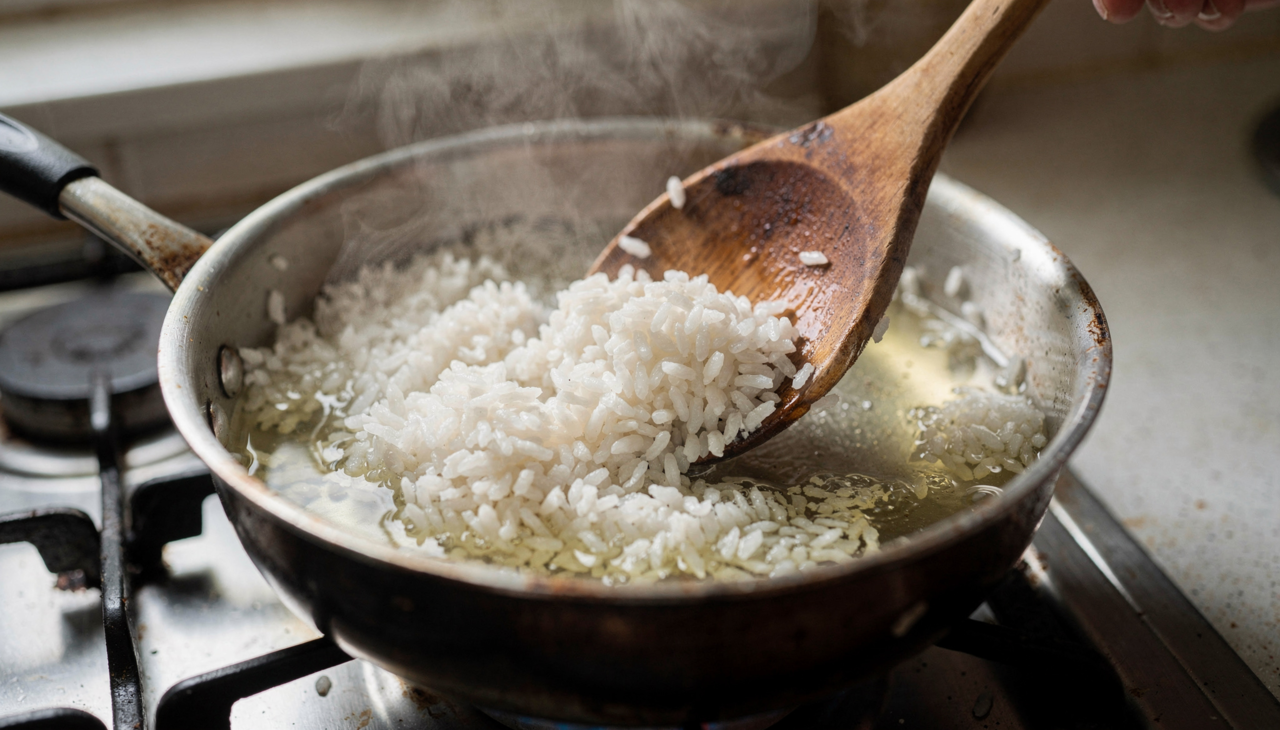 Refogar o arroz é uma técnica essencial para melhorar a textura final e intensificar o sabor