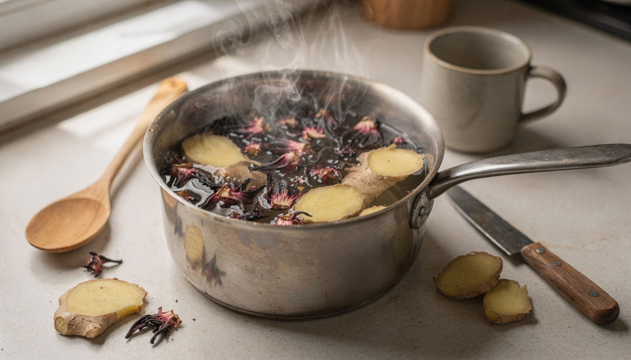 A combinação de hibisco com gengibre é amplamente utilizada para reduzir o inchaço corporal