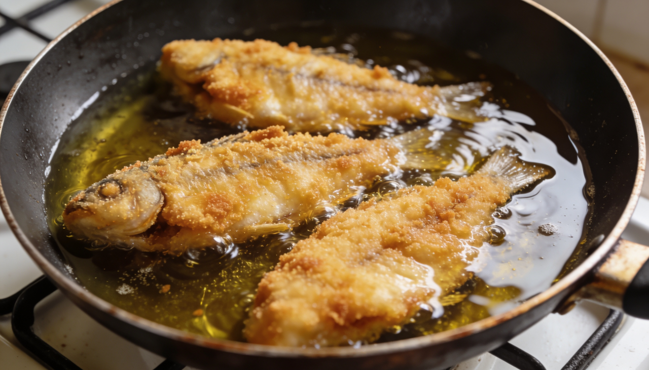 O primeiro passo é secar completamente os filés usando papel toalha