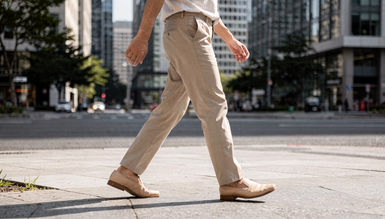 Passos firmes transmitem confiança e controle emocional.