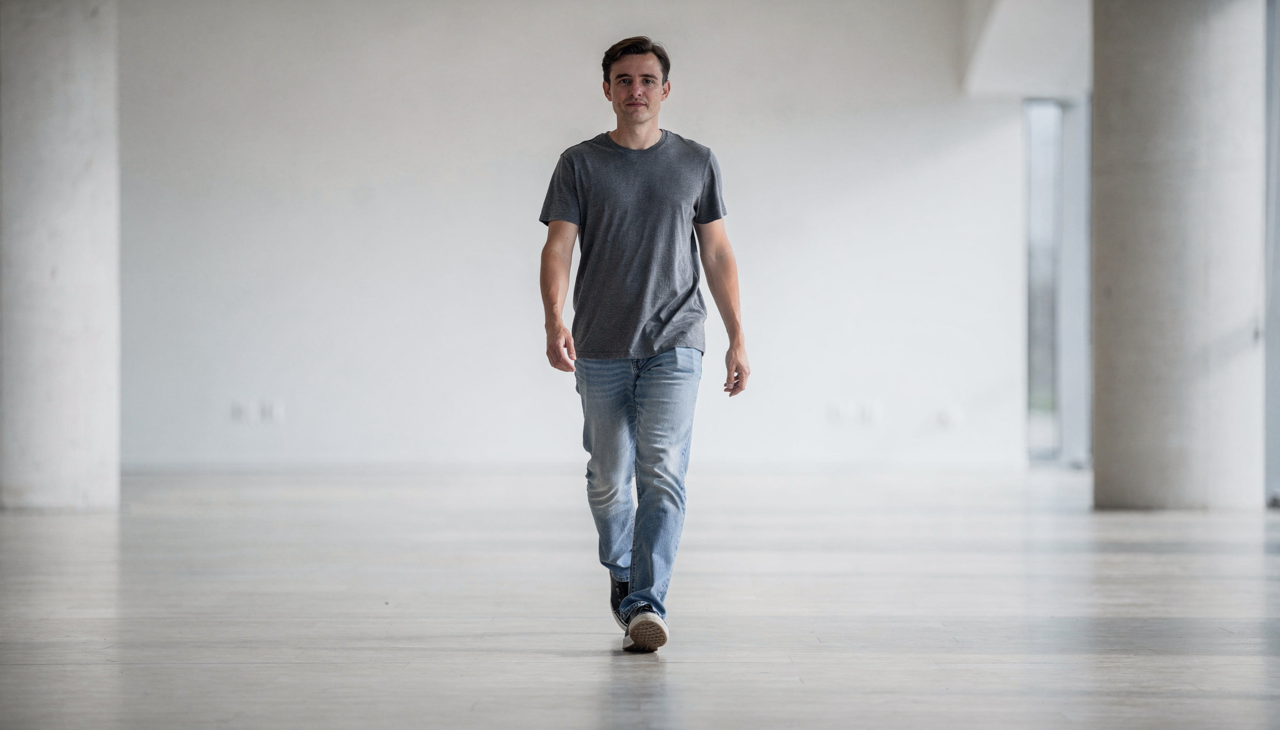 Passos firmes transmitem confiança e controle emocional.