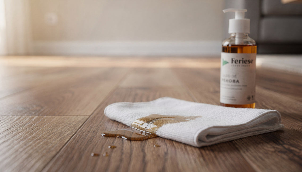 O revestimento que imita madeira possui uma camada protetora que, apesar de resistente, não é imune ao atrito constante