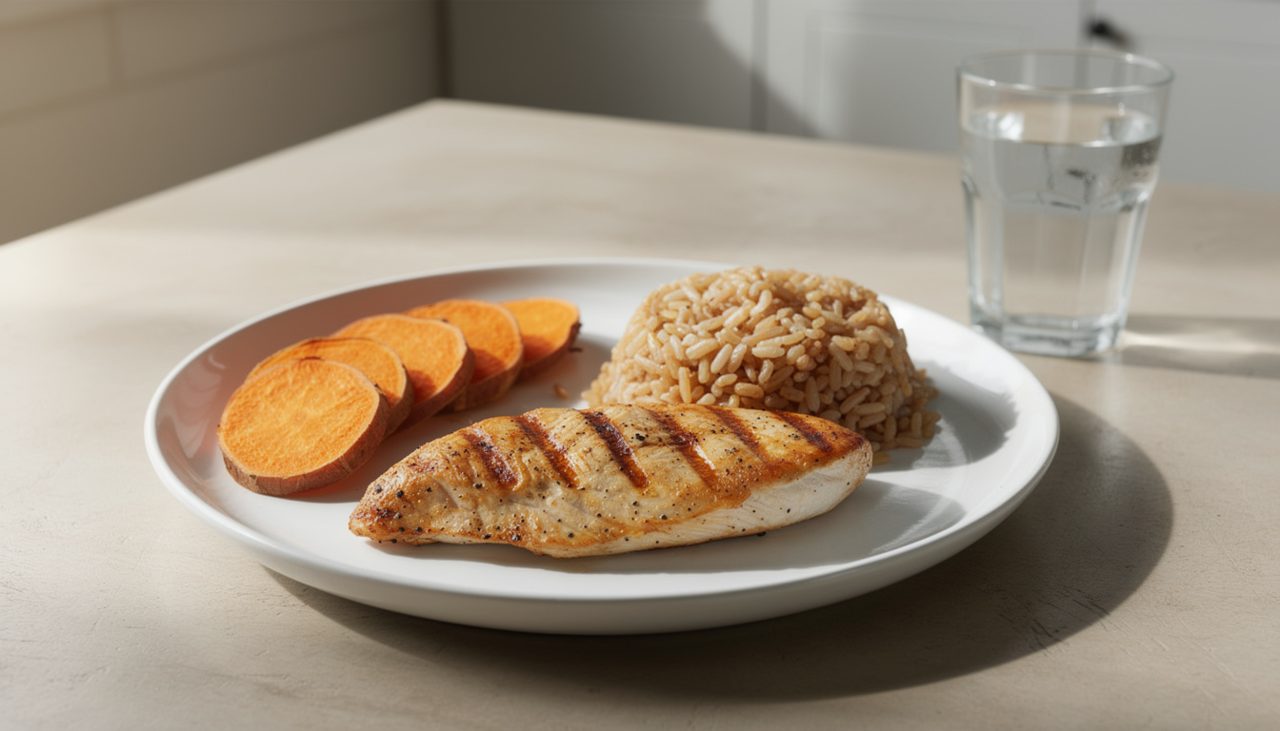 A refeição pós-treino deve combinar carboidratos, proteínas e líquidos com eletrólitos para repor glicogênio