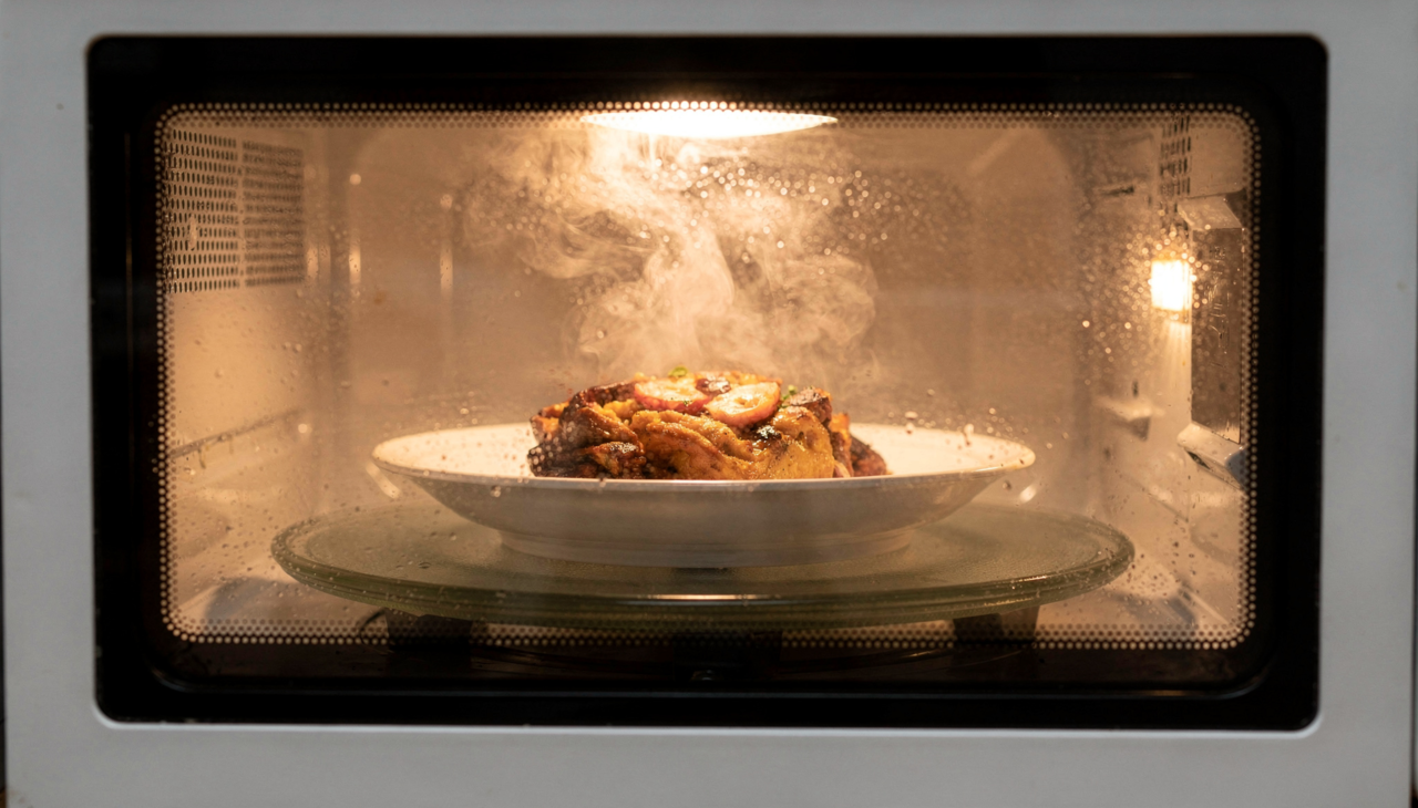 O micro-ondas gera radiação eletromagnética em frequência próxima de 2,45 GHz