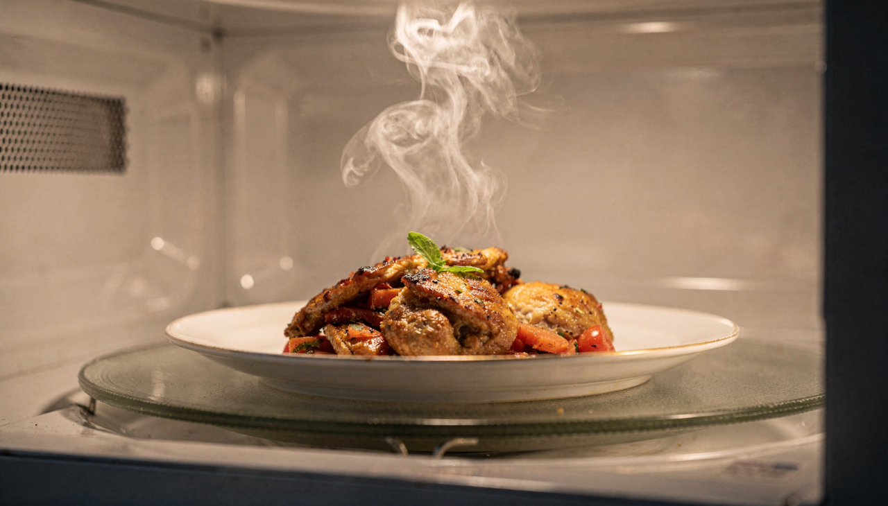 O micro-ondas gera radiação eletromagnética em frequência próxima de 2,45 GHz