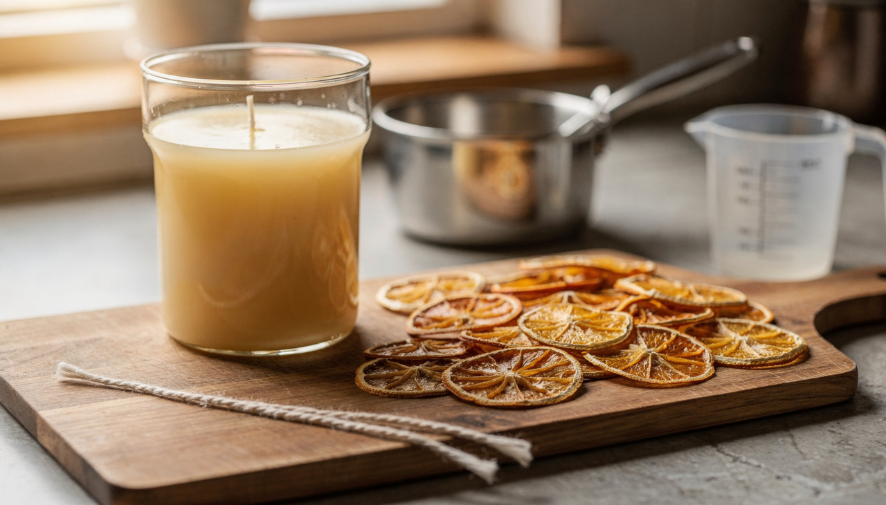 A escolha da cera vegetal correta faz toda a diferença na queima e na dispersão do perfume das frutas cítricas selecionadas