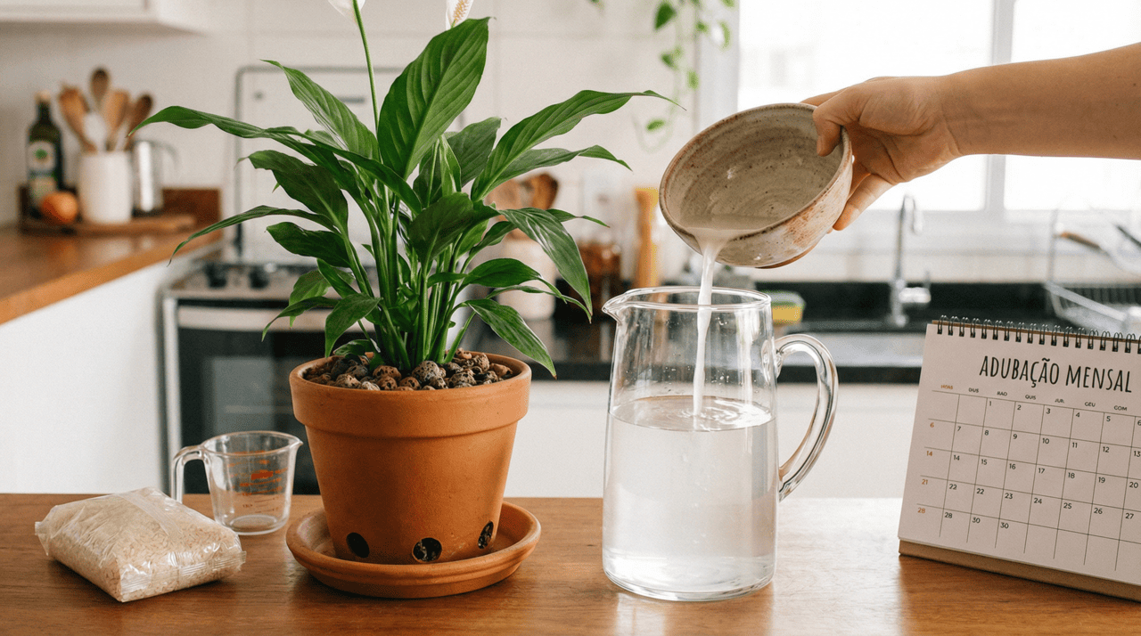 A água resultante do cozimento ou da lavagem do arroz contém amido