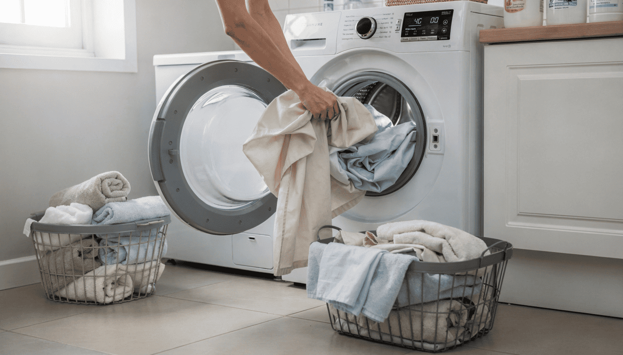 O processo de lavagem adequado da roupa de cama garante eliminação eficaz de micro-organismos acumulados durante o período de uso