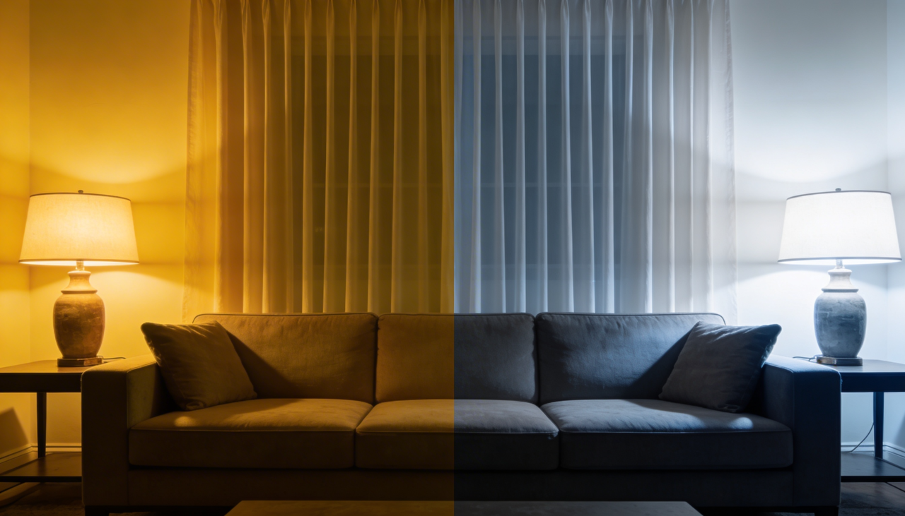 Ao analisar iluminação amarela x iluminação branca, a função do cômodo é o principal critério