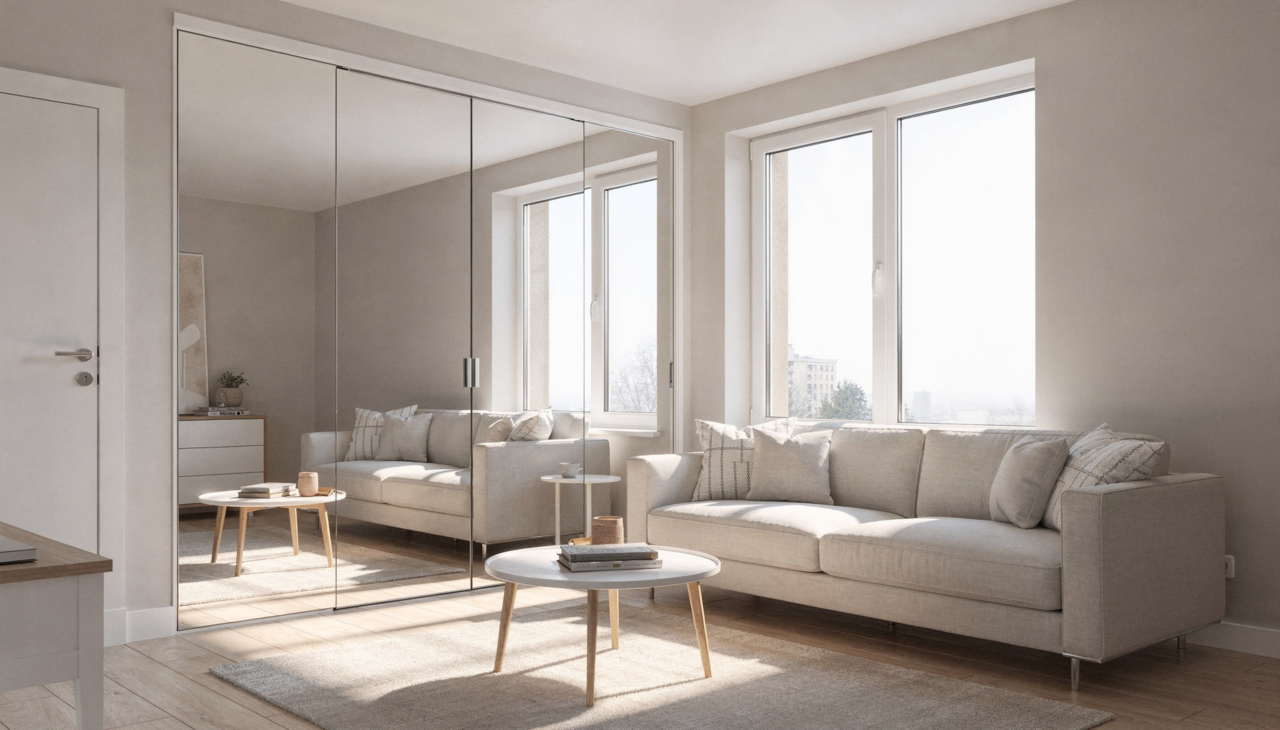 Espelhos ampliam ambientes ao refletir luz e criar sensação de profundidade.