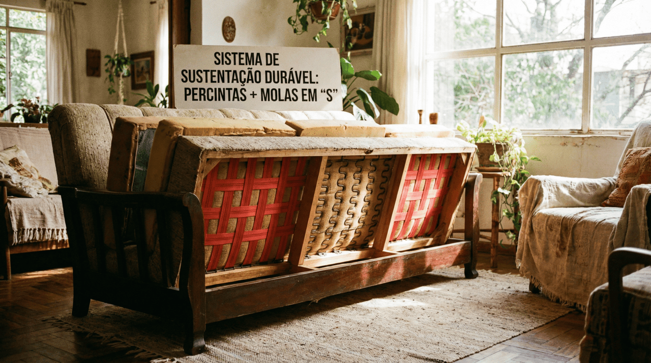 O detalhe que mais determina se o sofá vai durar anos ou afundar rápido é o sistema de sustentação do assento