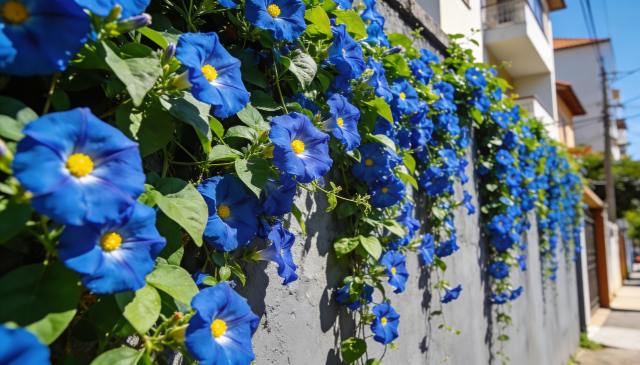 Flores vibrantes que transformam muros.