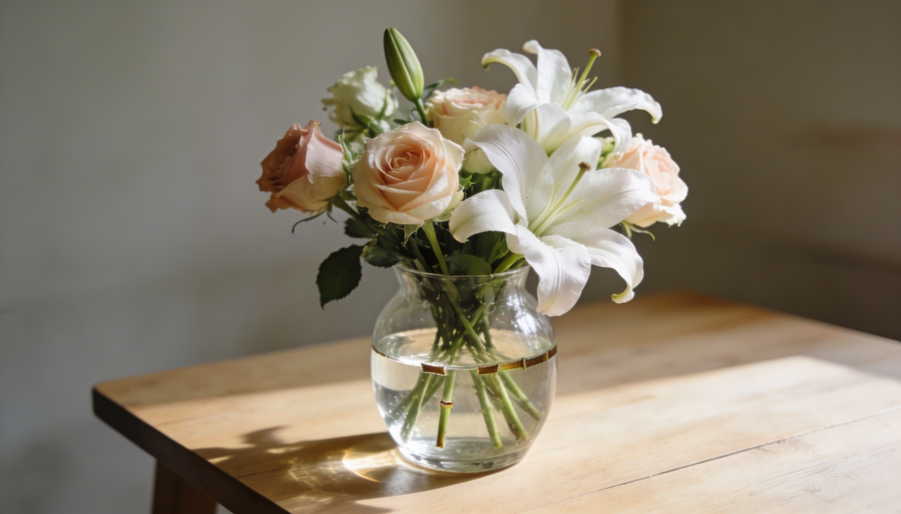Antes de colocar as flores no vaso, a preparação do recipiente é determinante