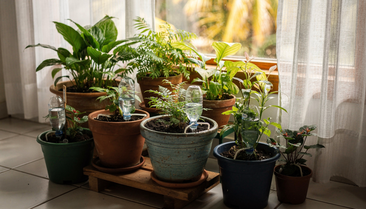 A manutenção das plantas quando o morador vai viajar por vários dias começa alguns dias antes da partida