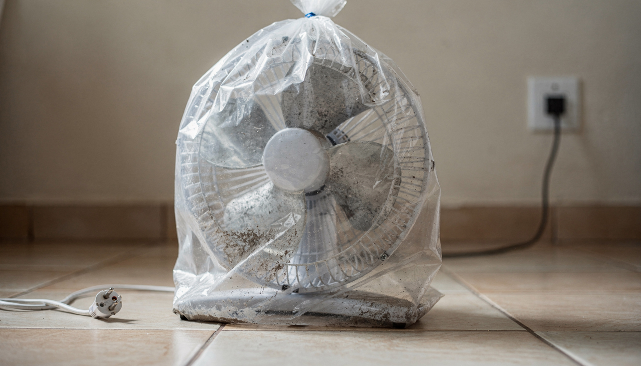 O uso do saco plástico é uma técnica eficiente porque impede que a poeira se espalhe durante a limpeza