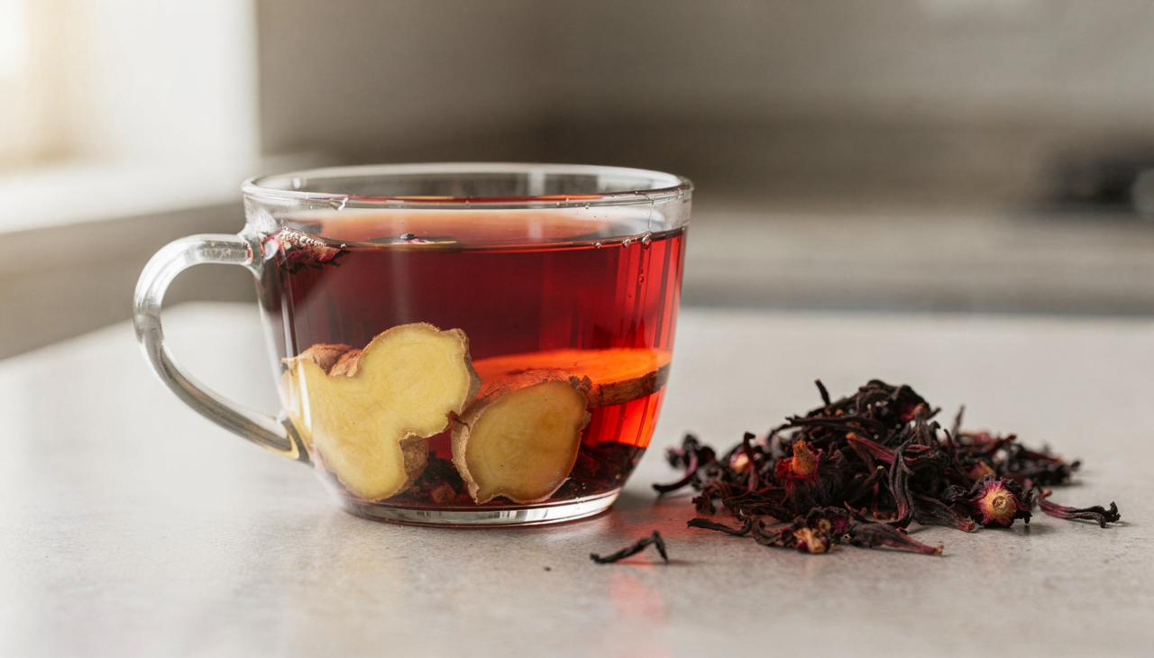 A combinação de hibisco com gengibre é amplamente utilizada para reduzir o inchaço corporal