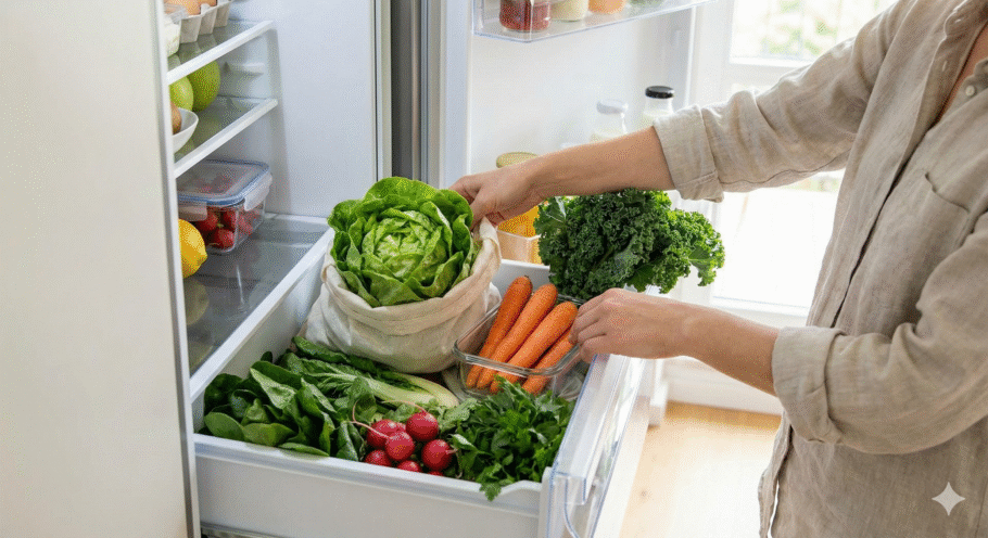 Guardar verduras, legumes e folhas ainda molhados ou úmidos é o erro mais comum