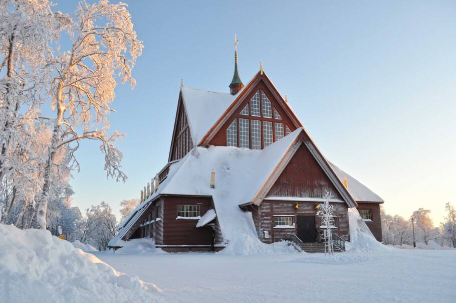 A cidade de Kiruna no inverno