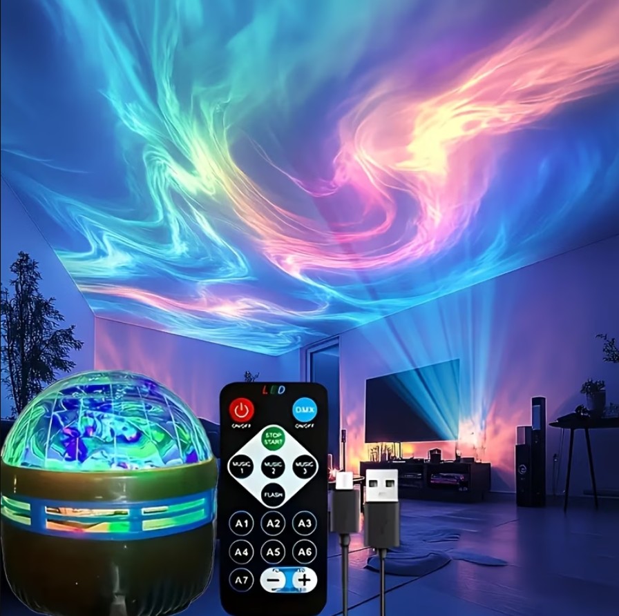 O projetor de aurora boreal custa R$51,39 na Temu